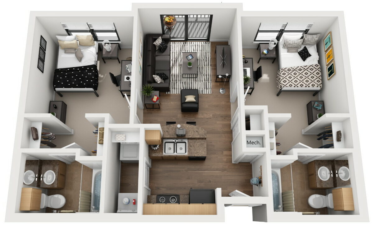 b1 floor plan layout at republic at sam houston apartments